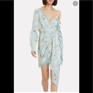 Self portrait floral asymmetric crepe dress